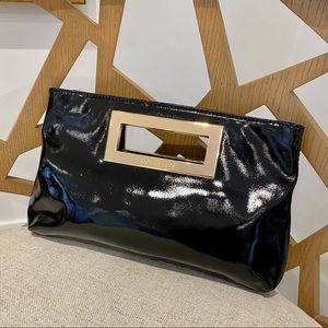 Michael Kors black patent clutch